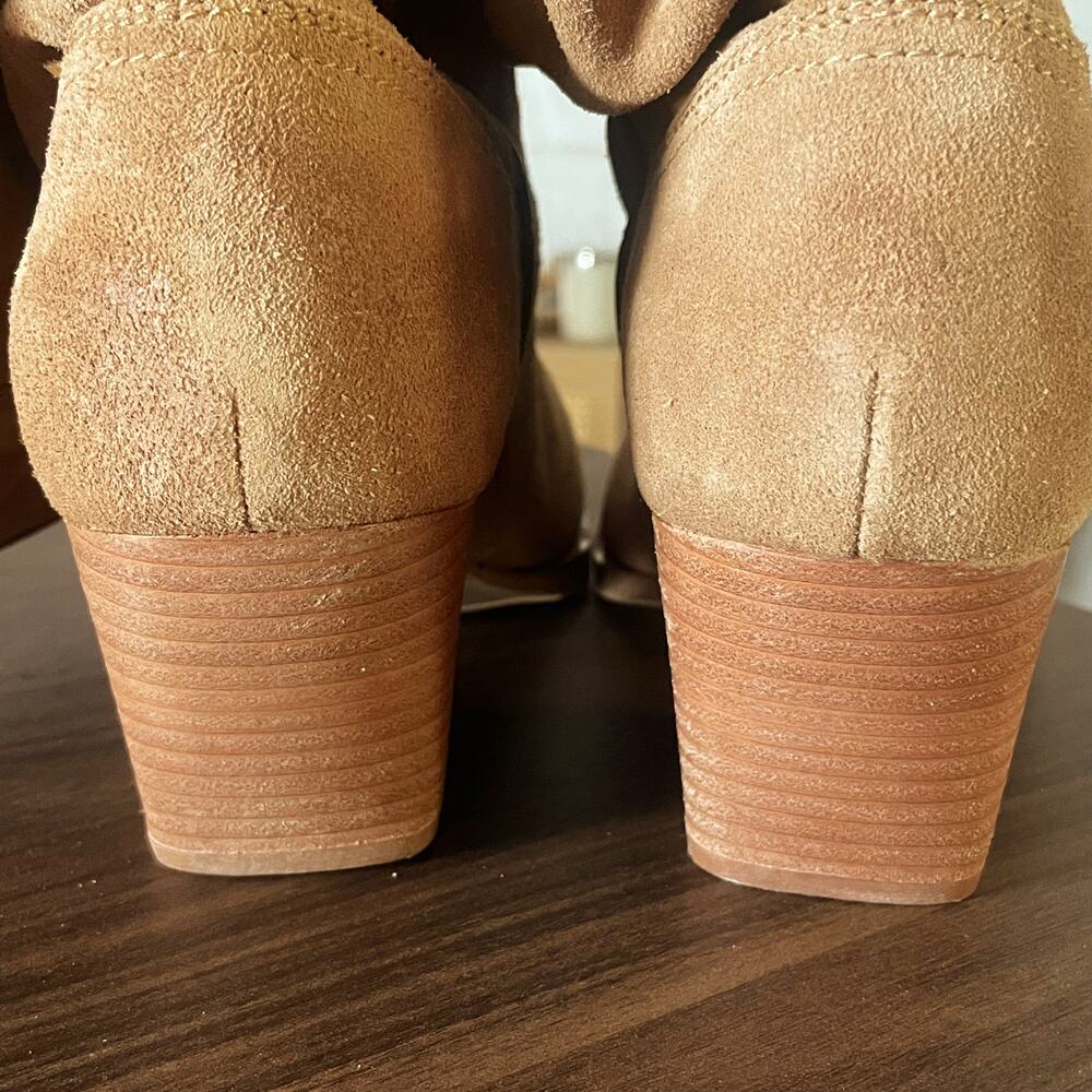 Steve Madden Taos Slouch Suede Western Boot Tan Brown Pull On Block Heel Size 10 - Picture 5 of 10